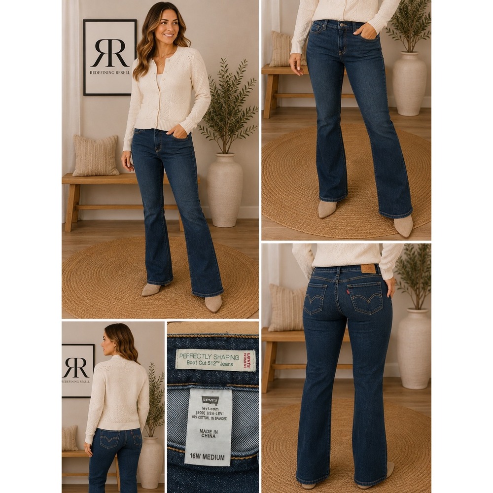 Levis 512 Perfectly Shaping Bootcut Jeans Womens 16W Medium Dark Wash Stretch
